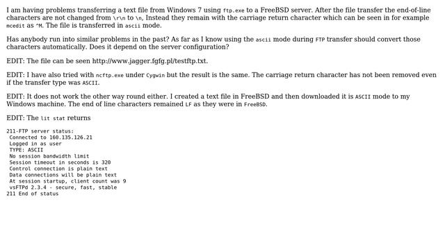ftp.exe does not convert end of line characters while transferring to FreeBSD ftp server смотреть онлайн