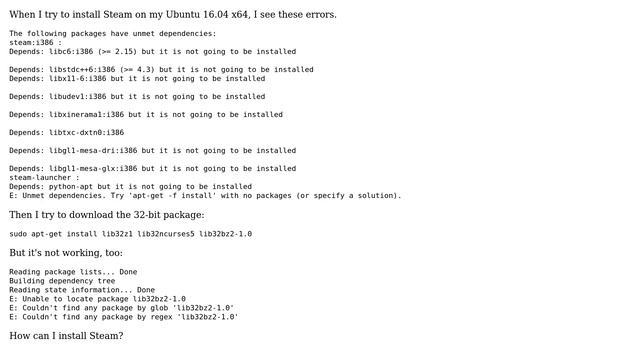 Ubuntu: Installing Steam on Ubuntu 16.04 x64, 32 bit Package Problems (2 Solutions!!) смотреть онлайн