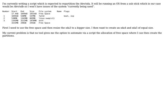 Unix & Linux: How to use un-allocated space and create partitions accordingly in a script? смотреть онлайн