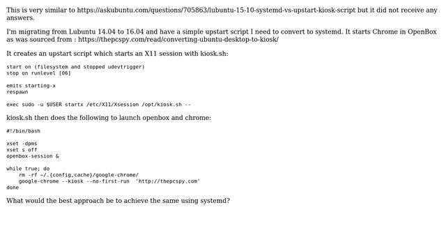 Migrate Upstart to SystemD on Ubuntu/Lubuntu to autostart Chrome смотреть онлайн