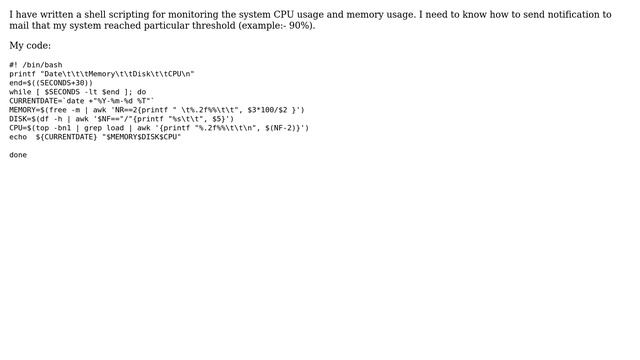Unix & Linux: How to set alarm/alert if my system cpu usage reaches a particular threshold? смотреть онлайн