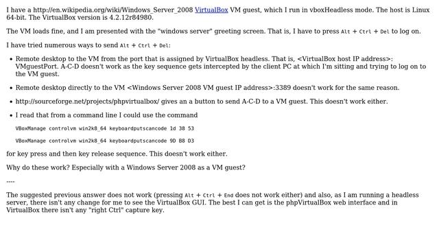 How to send Alt+Ctrl+Del key sequence in a VirtualBox VM guest? смотреть онлайн