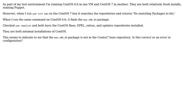 CentOS 7 'No matching Packages to list' for man смотреть онлайн
