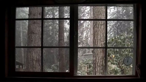 4K FAKE WINDOW : 2 HOURS 😌❄️ SNOW IN MY WOODEN CABIN ❄️ 😌 FOR PROJECTOR