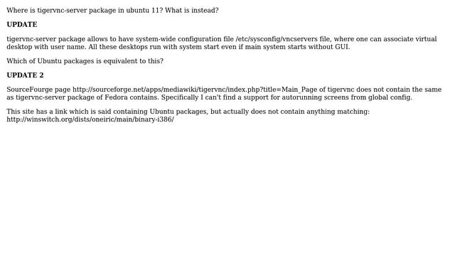 DevOps & SysAdmins: Where is tigervnc-server package in ubuntu 11? (2 Solutions!!) смотреть онлайн