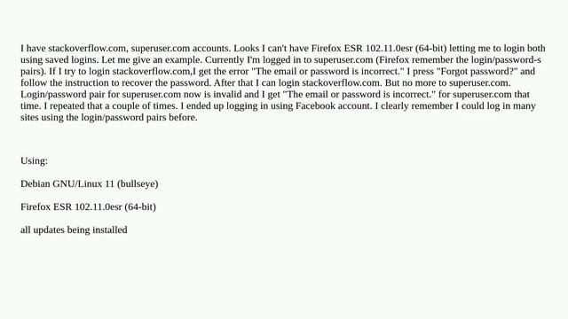 Can have saved login in Firefox only for one Stackoverflow account смотреть онлайн