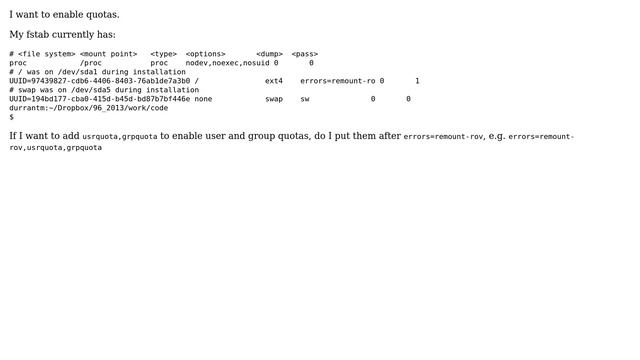 How to enable quotas in the fstab file? смотреть онлайн
