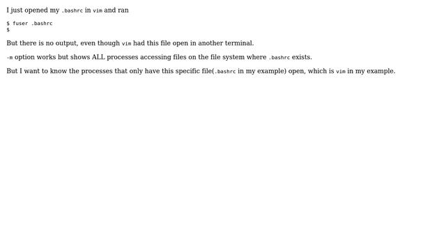 fuser doesn't show the PID of the process with open file смотреть онлайн