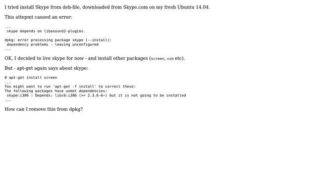 Ubuntu: Unmet dependencies after skype смотреть онлайн