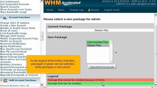 How to choose a different package for an account in WHM смотреть онлайн