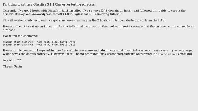 Glassfish 3 Cluster and Local init scripts смотреть онлайн