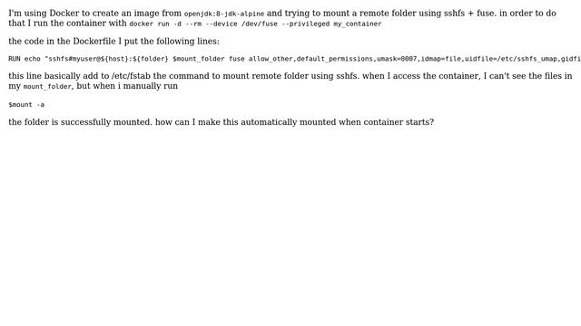 Unix & Linux: reading fstab to mount sshfs in container смотреть онлайн