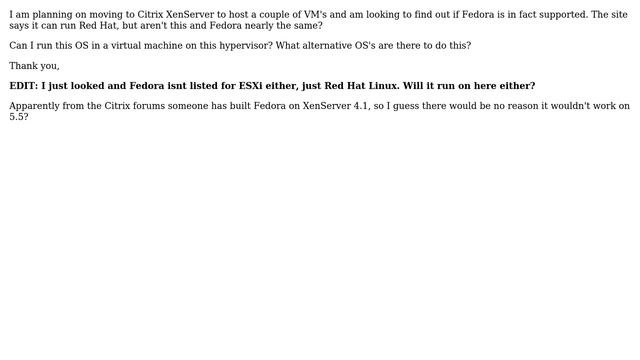 Can I run a Fedora VM on top of XenServer / ESXi? What's the closest alternative? смотреть онлайн