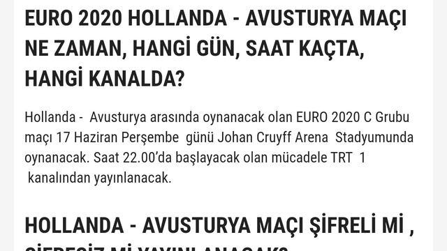 Hollanda - Avusturya Milli Maçı Ne Zaman, Hangi Kanalda, Saat Kaçta?