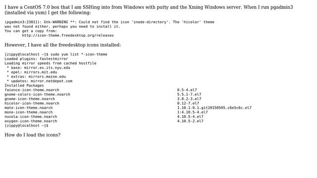 Unix & Linux: hicolor icon error in pgadmin3, but hicolor-icon-theme installed смотреть онлайн