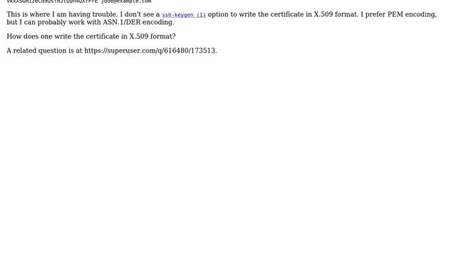 ssh-keygen and writing user certificate in X.509 format? (2 Solutions!!) смотреть онлайн