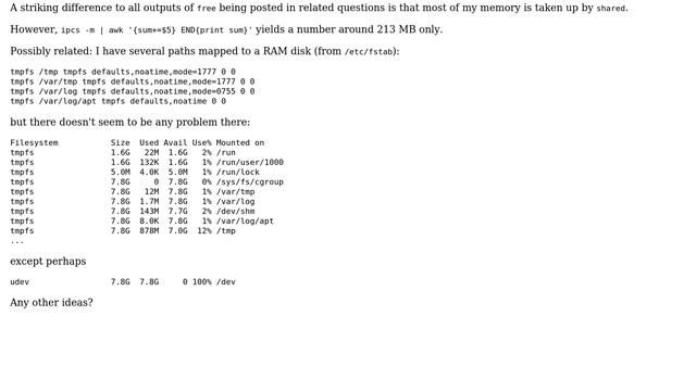 Ubuntu: Memory full, mostly taken by "shared", GUI unresponsive смотреть онлайн