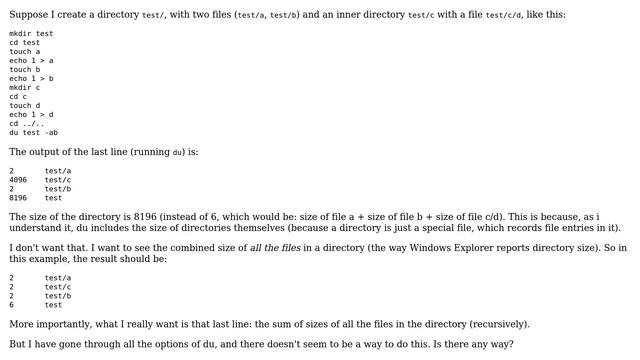 Is there a way to force du to report a directory size (recursively) including only sizes of files? смотреть онлайн