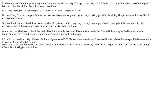 Creating tar from the files within the specific date range смотреть онлайн