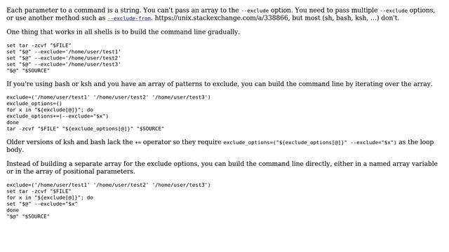 Unix & Linux: array as value for tar --exclude (4 Solutions!!) смотреть онлайн
