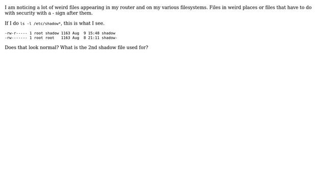 Unix & Linux: Is it normal to have a file called "shadow-" in the /etc directory? смотреть онлайн