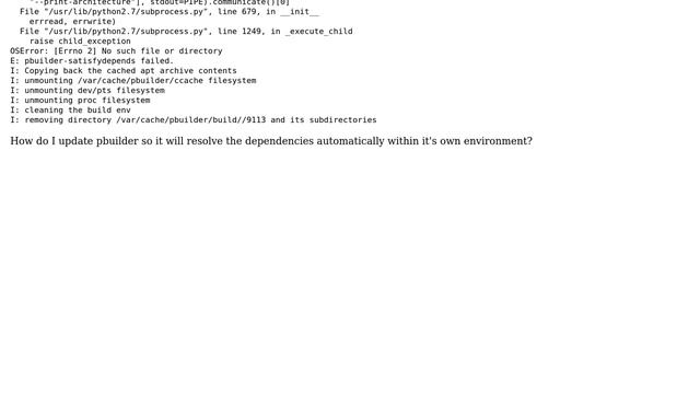 Ubuntu: Resolving dependencies inside a pbuilder environment instead of on the host system смотреть онлайн