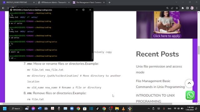 FILE MANAGEMENT BASIC COMMANDS IN UNIX PROGRAMMING смотреть онлайн