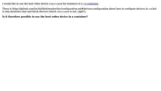 Ubuntu: How to use a video device in a lxd container? смотреть онлайн