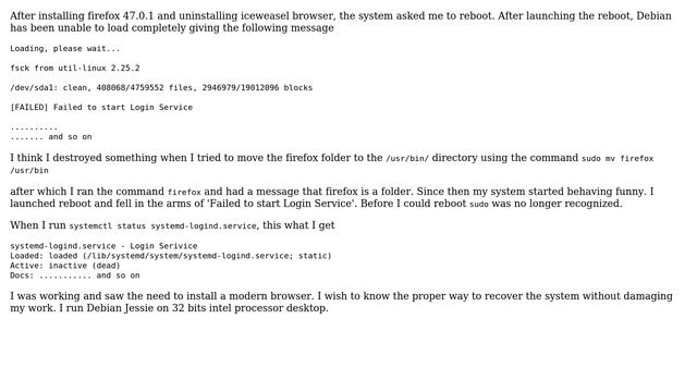 Debian 8 (Jessie) fails to load on reboot with error 'Failed to start Login Service' смотреть онлайн