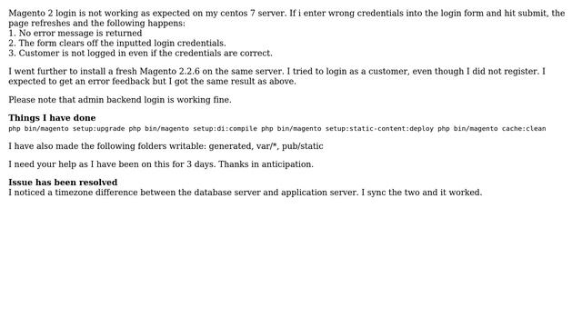 Magento: Magento 2 customer login not working on my centos 7 server but works in test server смотреть онлайн