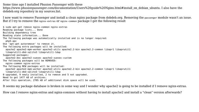 Uninstall Phusion Passenger and repair package database смотреть онлайн