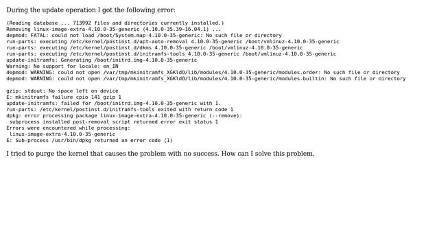 Ubuntu: Problem with linux kernel configuration during update operation смотреть онлайн