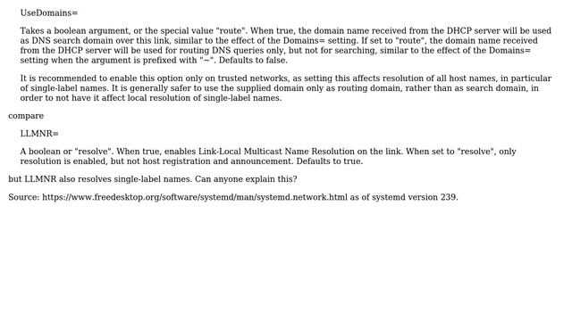Why does systemd-networkd consider UseDomains= (domain search list from DHCP) less safe than LLMNR? смотреть онлайн