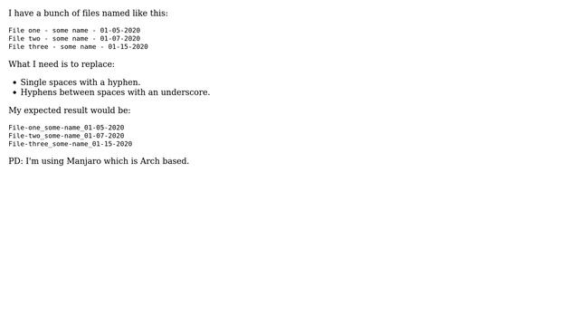 Unix & Linux: Replace single spaces and hyphens between spaces in file names (2 Solutions!!) смотреть онлайн