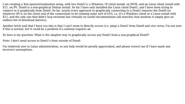 Use graphical DomU (X11 for Linux, regular UI for Windows) from Dom0 without any GUI on Dom0 смотреть онлайн