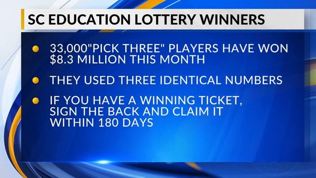 South Carolina Education Lottery Pick 3 players win $8.3M with triple number combinations смотреть онлайн