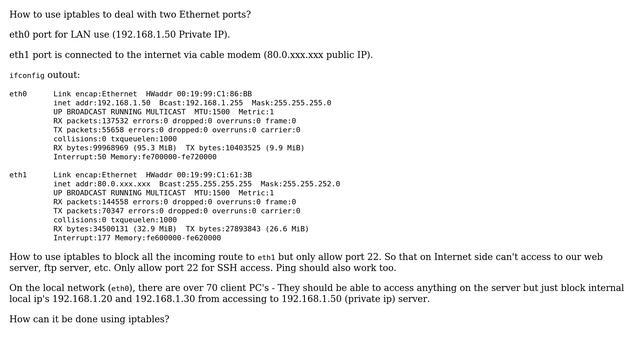 Unix & Linux: iptables blocking from internet side on eth1? смотреть онлайн