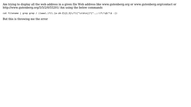 How can i display all the lines that has internet web address in any given file in linux by... смотреть онлайн