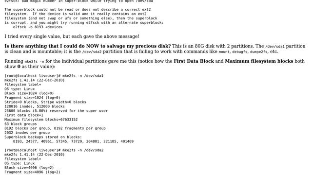 Unable to repair an ext4 filesystem with bad superblock смотреть онлайн