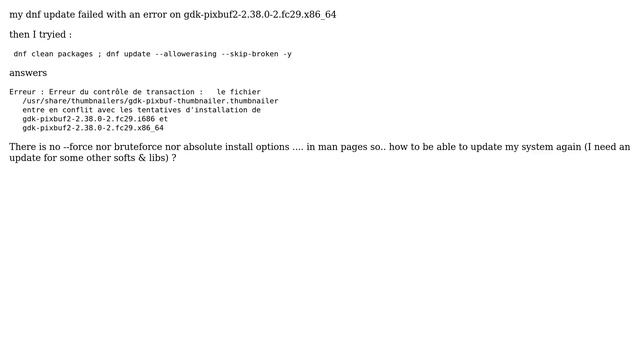 Unix & Linux: fedora dnf failure cannont understand how to ABSOLUTE FORCE install of a package смотреть онлайн