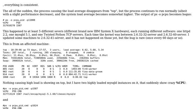 DevOps & SysAdmins: load-causing processes disappearing from "top" ps -o pcpu shows bogus numbers смотреть онлайн