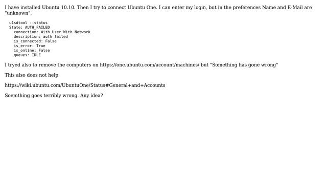 Ubuntu: Ubuntu One Connection failed смотреть онлайн