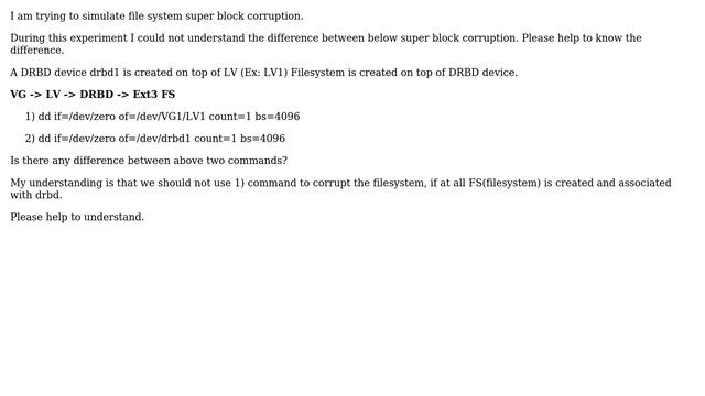 Unix & Linux: correct method to corrupt super block in ext3 filesystem associated with drbd смотреть онлайн