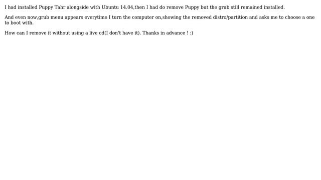 Ubuntu: Is there a way to remove grub without a live cd смотреть онлайн