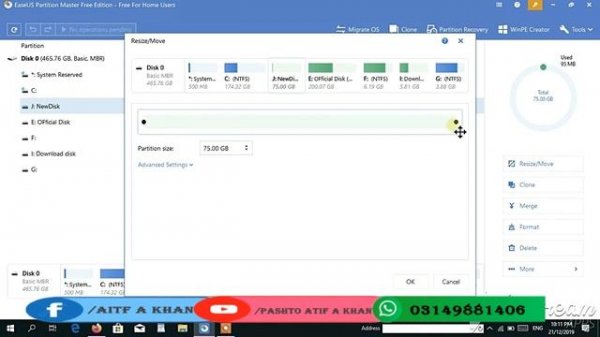 EaseUS Partition Master Free - create, resize, clone, move, merge, and format partitions