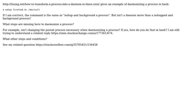 Unix & Linux: Daemonize a process in shell? смотреть онлайн