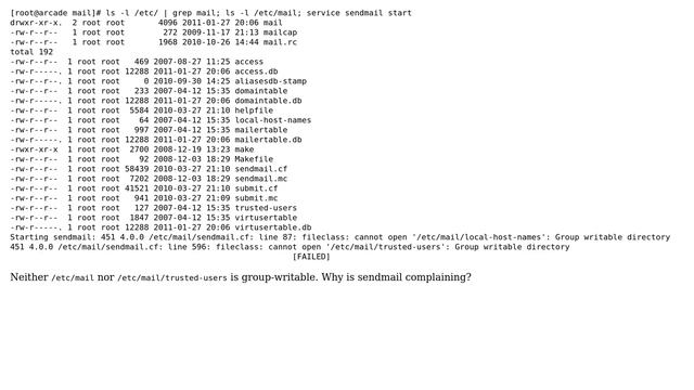 DevOps & SysAdmins: "cannot open '/etc/mail/trusted-users': Group writable directory" смотреть онлайн