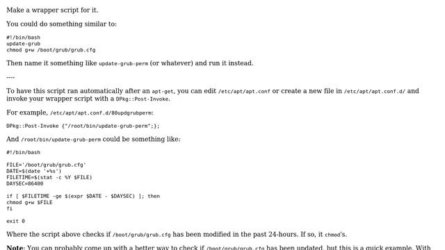 How to make grub.cfg writeable automatically after every update-grub? смотреть онлайн