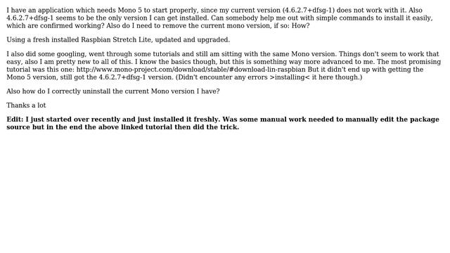 How to correctly (error free) install Mono 5 on Raspberry Pi 3 Raspbian Stretch Lite (latest)? смотреть онлайн