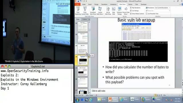 OpenSecurityTraining Exploits 2 Exploitation in the Windows Environment (day 1 part 1) смотреть онлайн